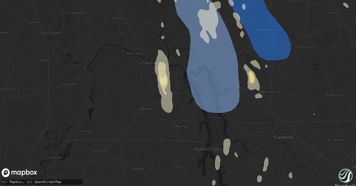 Hail map in Benton, KY on July 26, 2026