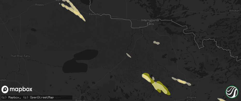 Hail map in Big Falls, MN on July 26, 2026