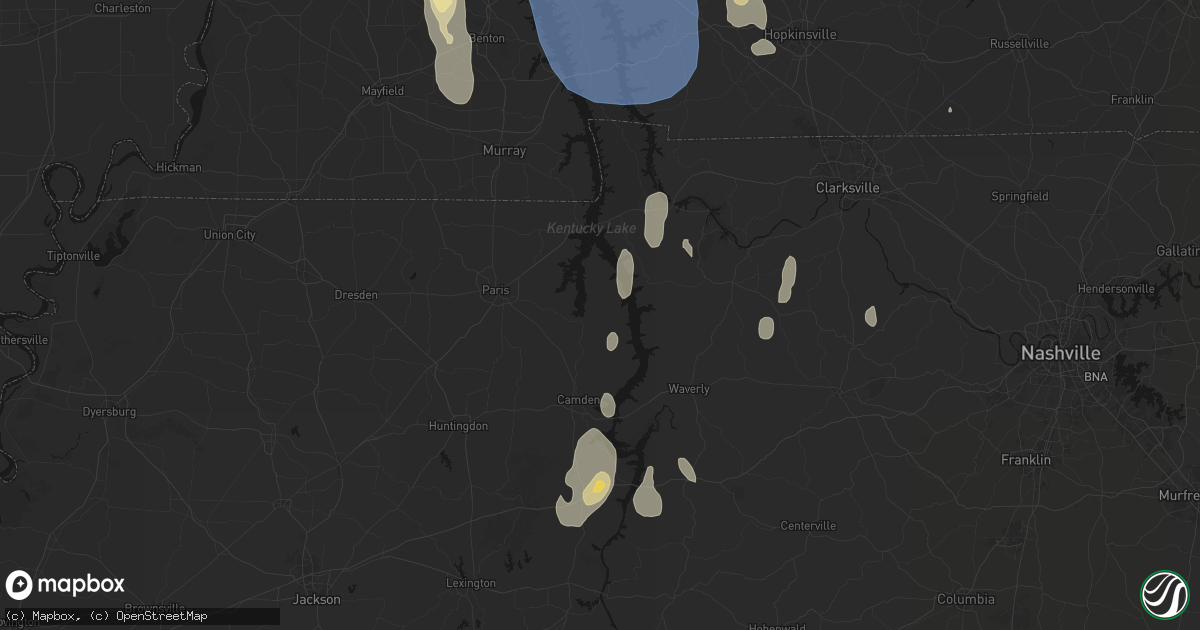 Hail map in Big Sandy, TN on July 26, 2026