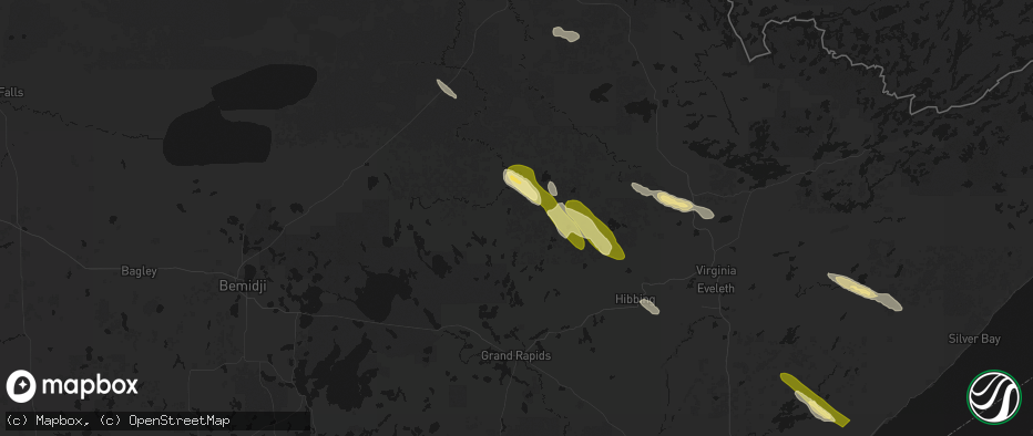 Hail map in Bigfork, MN on July 26, 2026