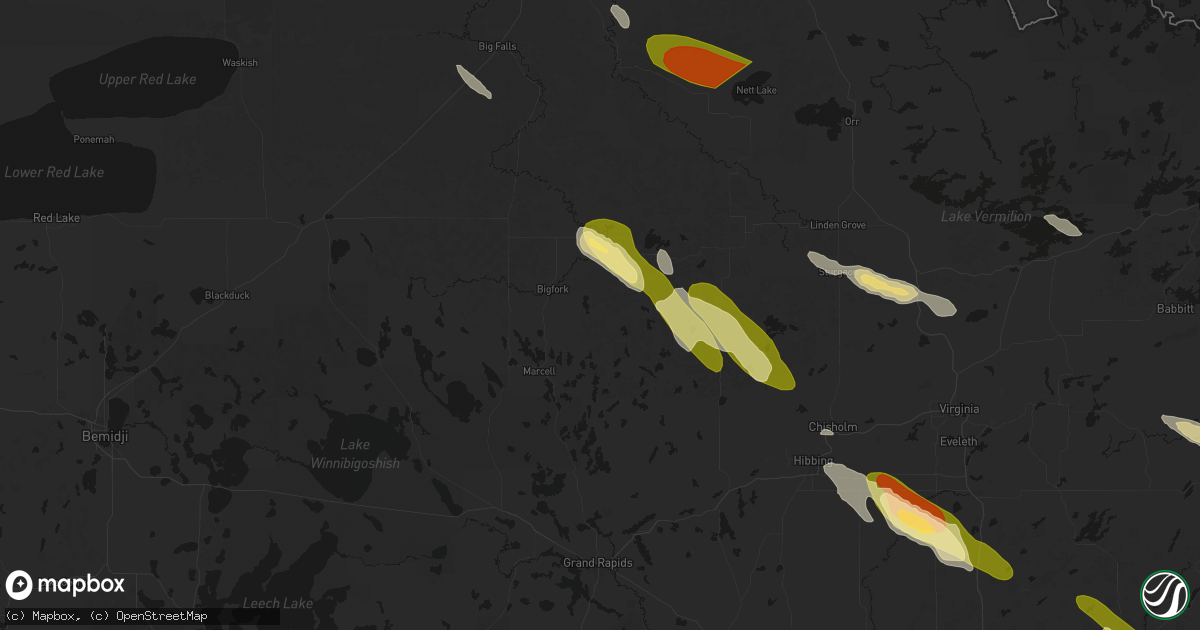 Hail map in Bigfork, MN on July 26, 2026