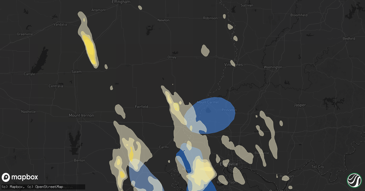 Hail map in Bone Gap, IL on July 26, 2026