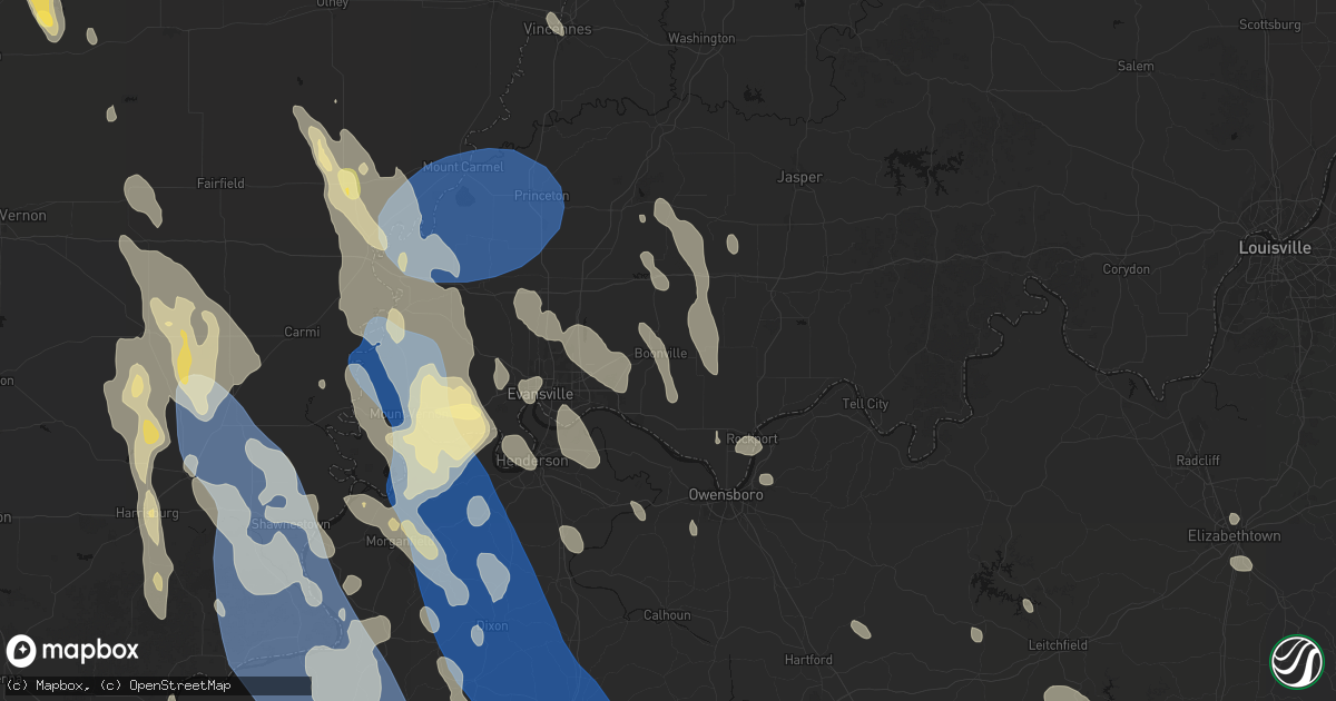 Hail map in Boonville, IN on July 26, 2026