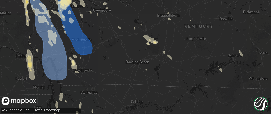 Hail map in Bowling Green, KY on July 26, 2026
