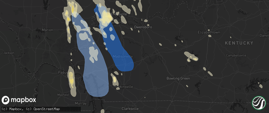 Hail map in Bremen, KY on July 26, 2026