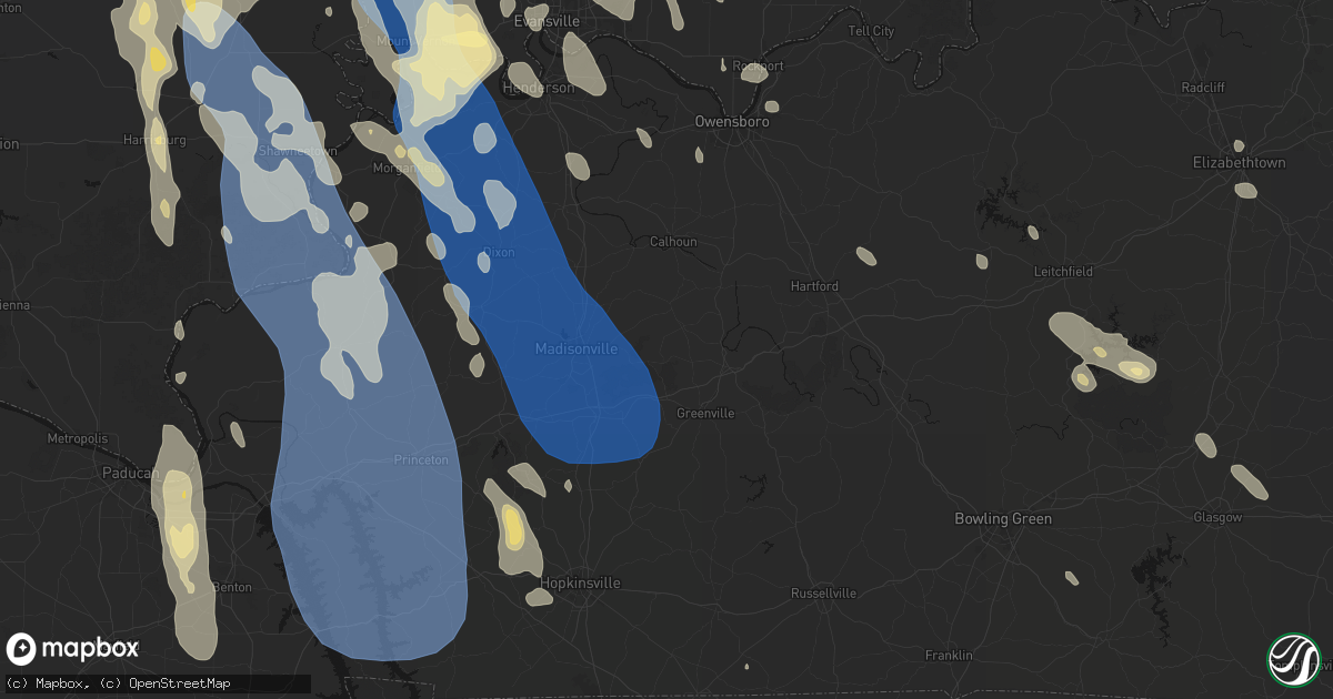 Hail map in Bremen, KY on July 26, 2026