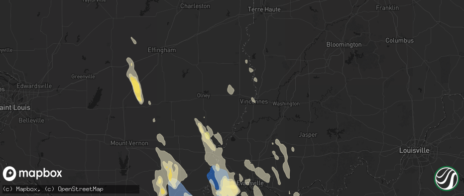 Hail map in Bridgeport, IL on July 26, 2026