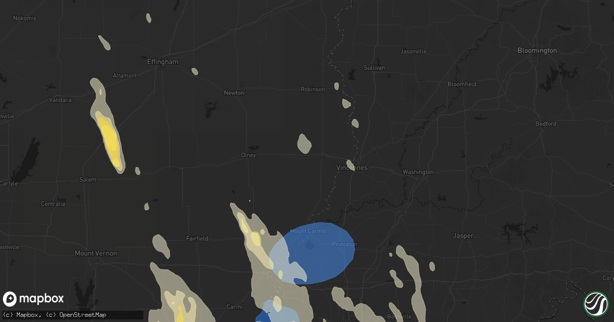 Hail map in Bridgeport, IL on July 26, 2026