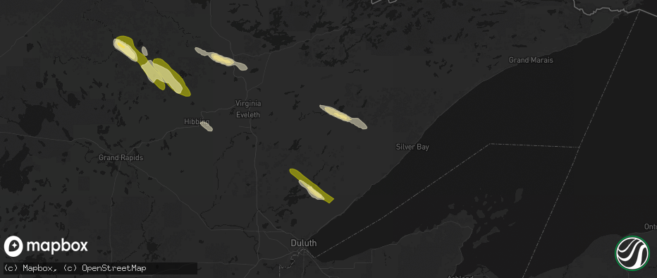 Hail map in Brimson, MN on July 26, 2026
