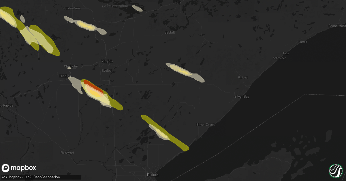 Hail map in Brimson, MN on July 26, 2026