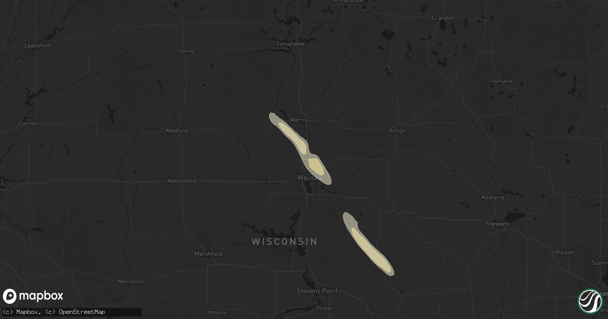 Hail map in Brokaw, WI on July 26, 2026