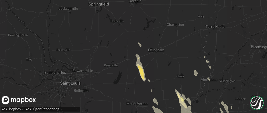 Hail map in Brownstown, IL on July 26, 2026
