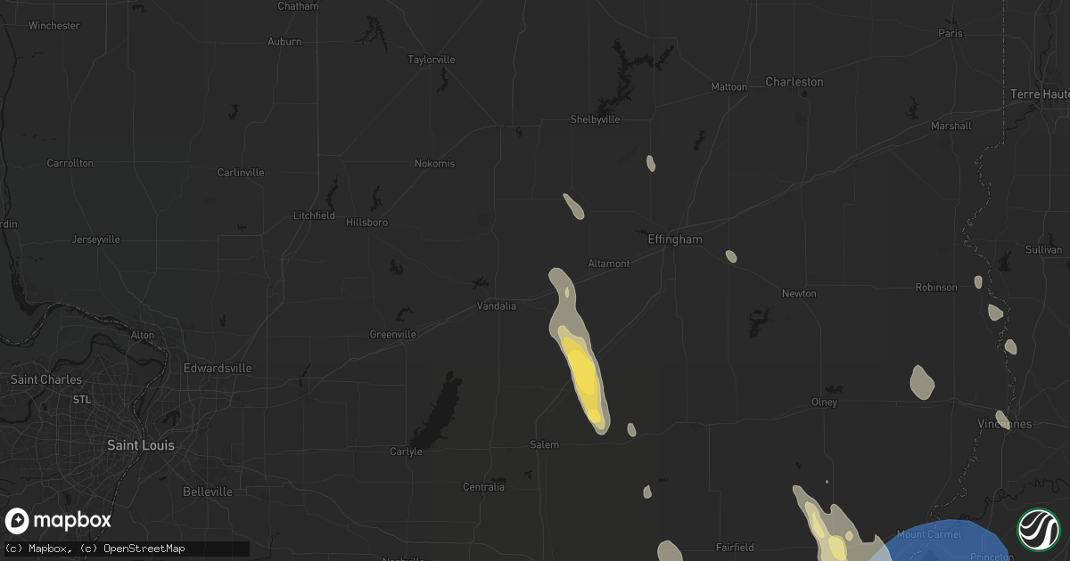 Hail map in Brownstown, IL on July 26, 2026