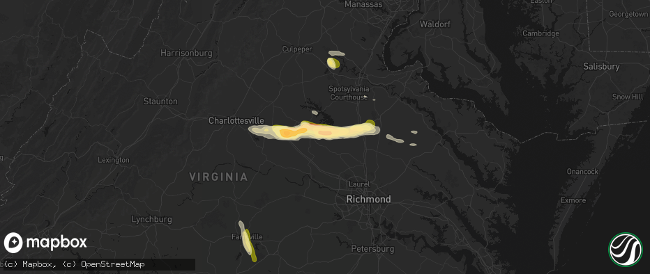 Hail map in Bumpass, VA on July 26, 2026