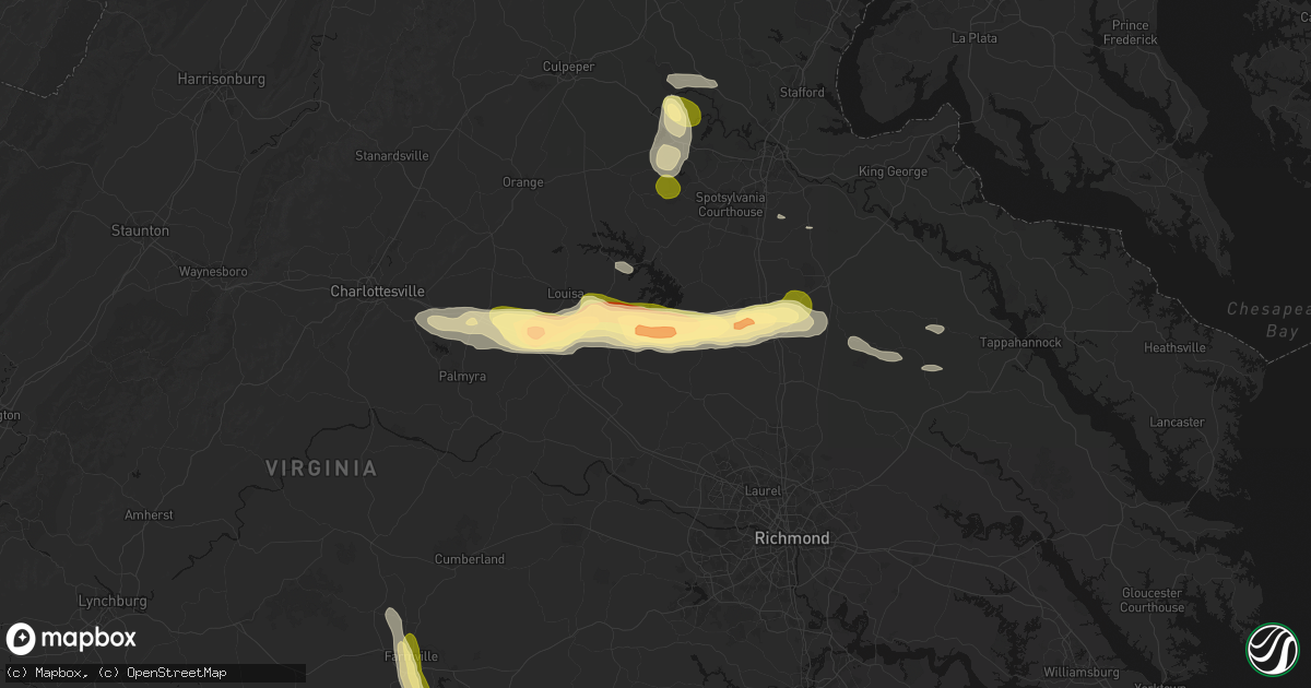 Hail map in Bumpass, VA on July 26, 2026