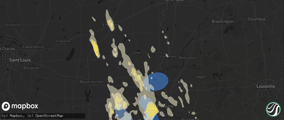 Hail map in Calhoun, IL on July 26, 2026