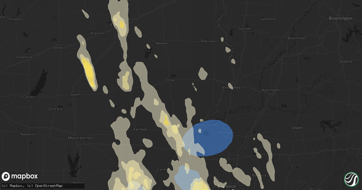 Hail map in Calhoun, IL on July 26, 2026