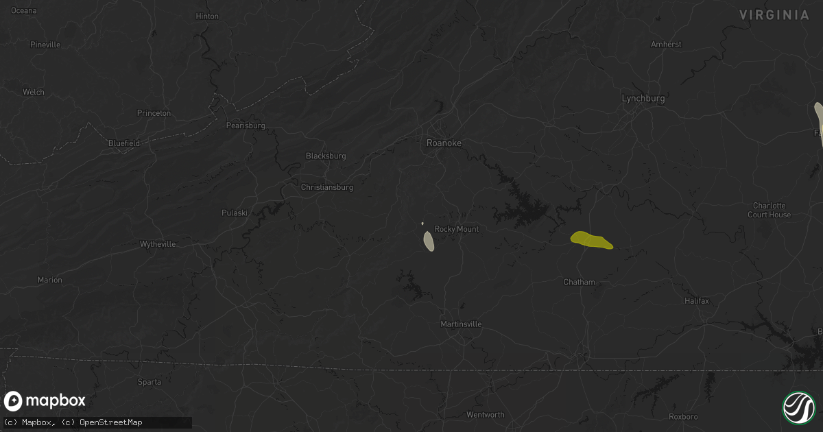 Hail map in Callaway, VA on July 26, 2026
