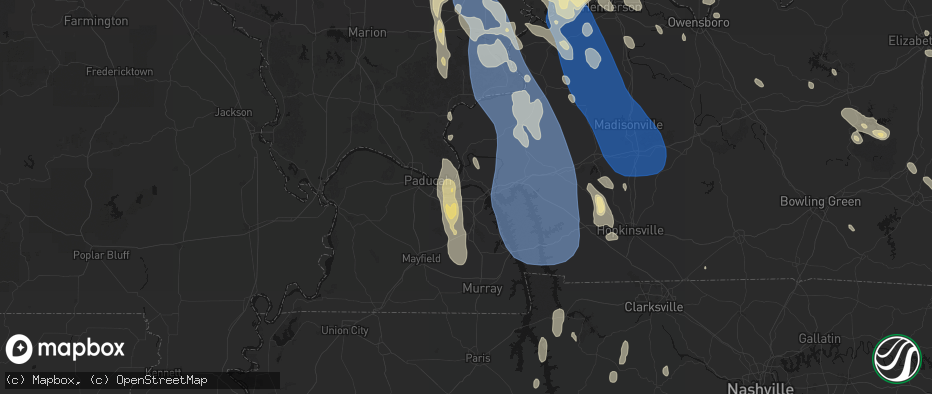 Hail map in Calvert City, KY on July 26, 2026