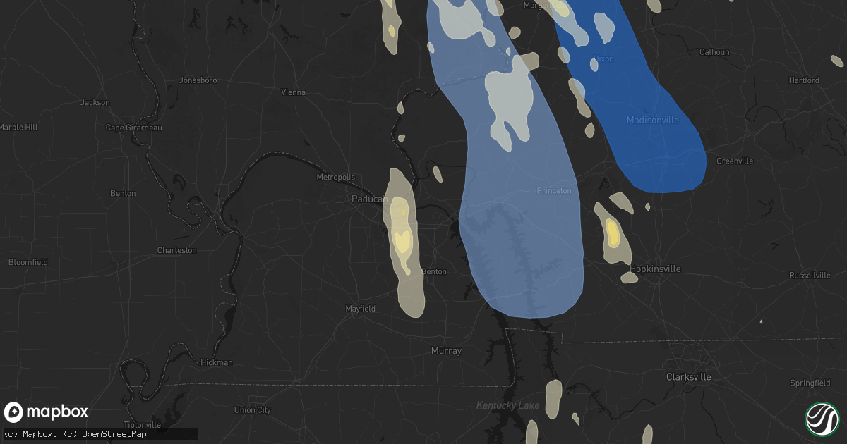 Hail map in Calvert City, KY on July 26, 2026