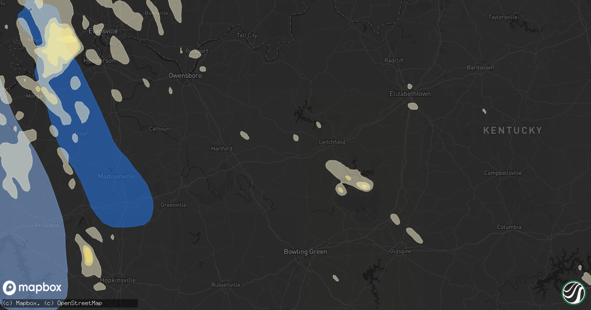 Hail map in Caneyville, KY on July 26, 2026