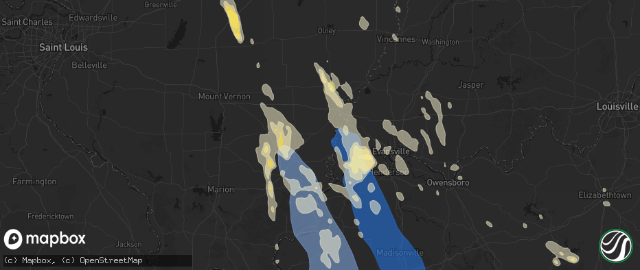 Hail map in Carmi, IL on July 26, 2026