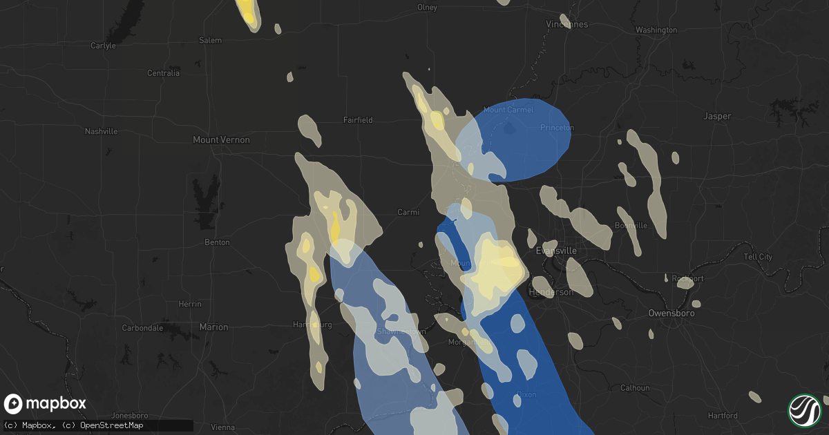Hail map in Carmi, IL on July 26, 2026