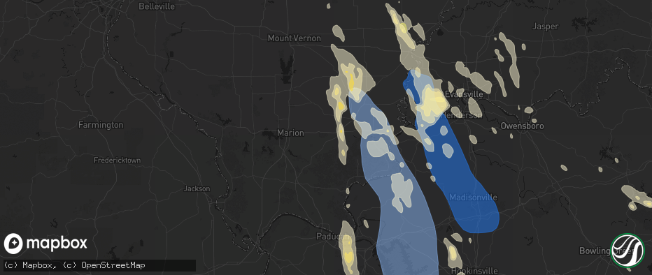 Hail map in Carrier Mills, IL on July 26, 2026