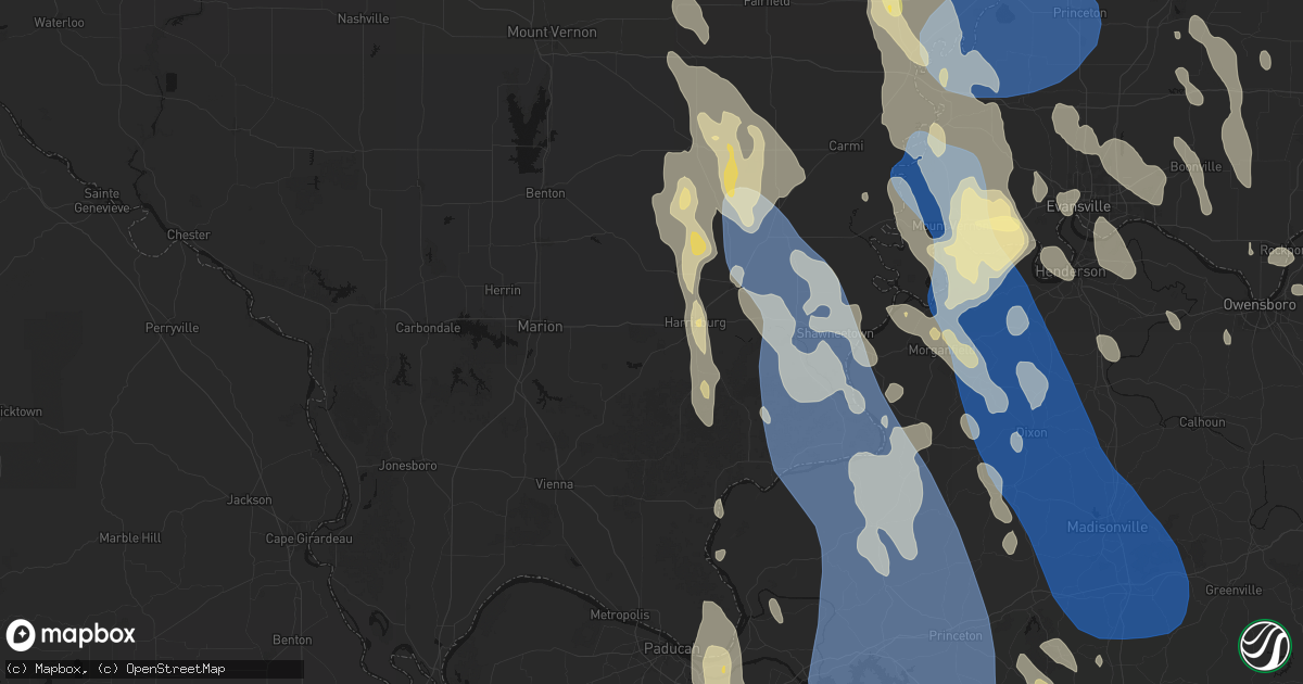 Hail map in Carrier Mills, IL on July 26, 2026