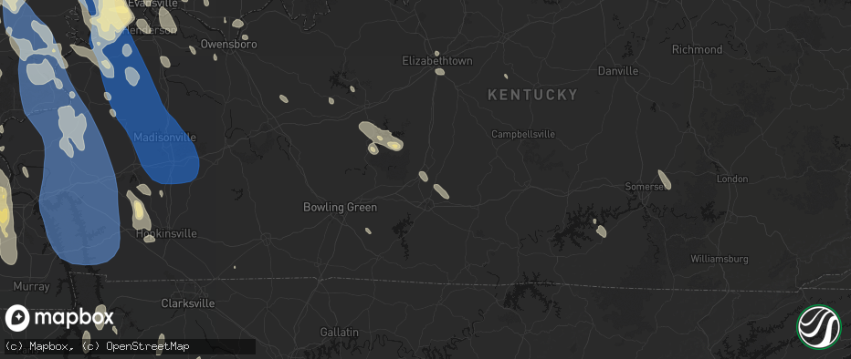 Hail map in Cave City, KY on July 26, 2026