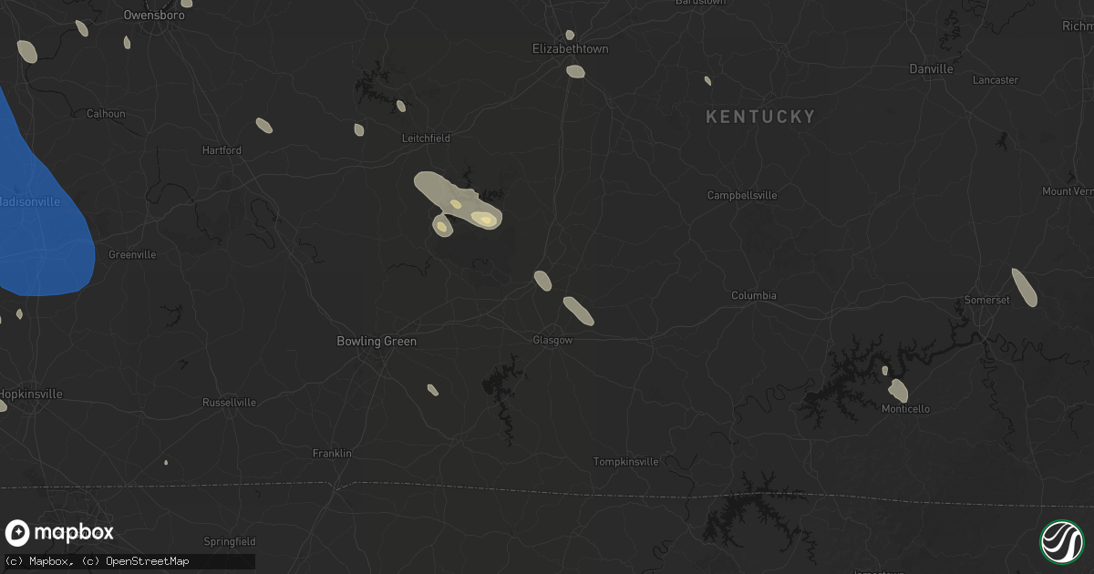Hail map in Cave City, KY on July 26, 2026