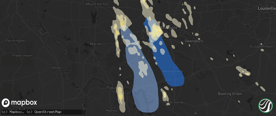 Hail map in Cave In Rock, IL on July 26, 2026