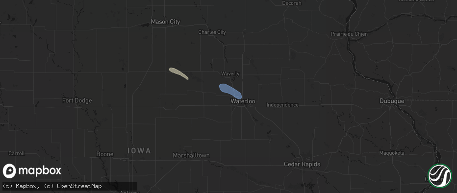 Hail map in Cedar Falls, IA on July 26, 2026