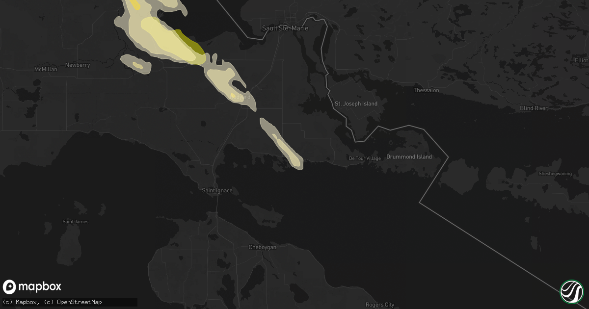 Hail map in Cedarville, MI on July 26, 2026