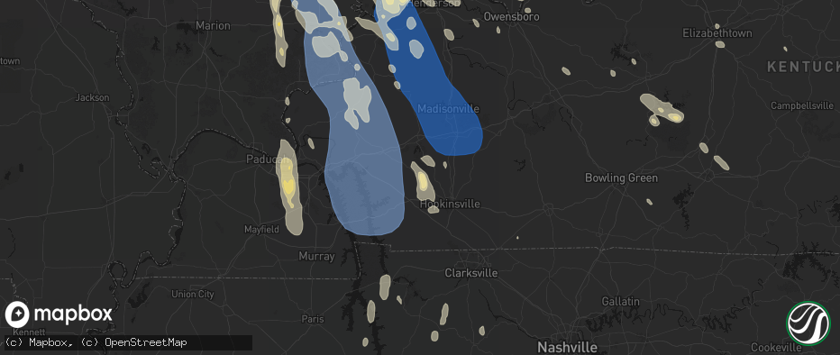 Hail map in Cerulean, KY on July 26, 2026