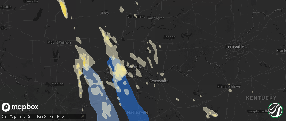 Hail map in Chandler, IN on July 26, 2026