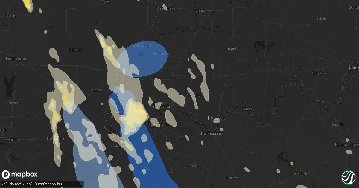 Hail map in Chandler, IN on July 26, 2026