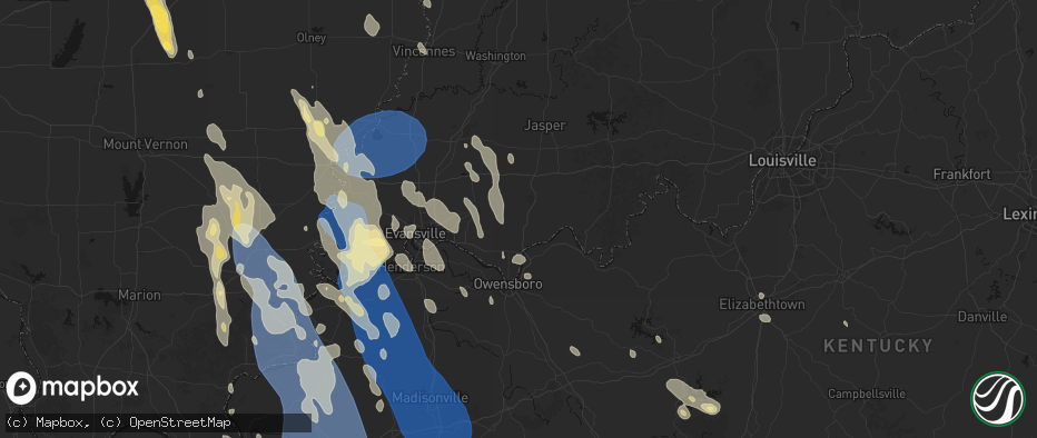 Hail map in Chrisney, IN on July 26, 2026