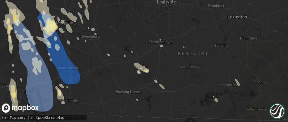 Hail map in Clarkson, KY on July 26, 2026