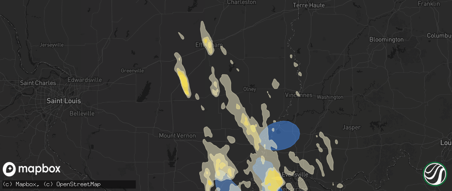Hail map in Clay City, IL on July 26, 2026