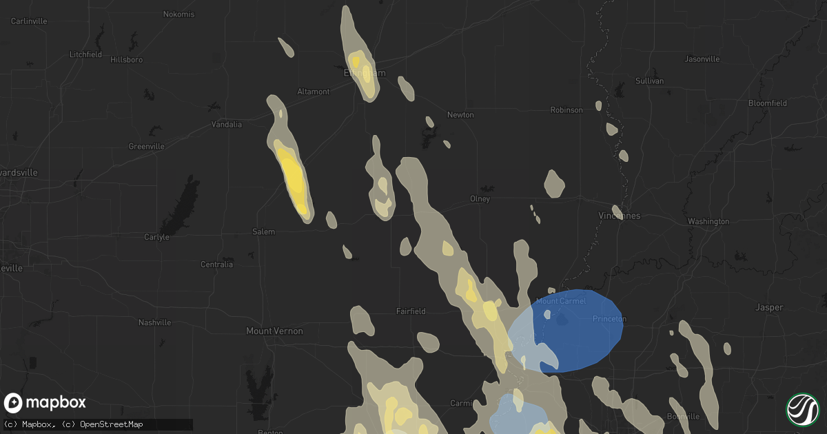 Hail map in Clay City, IL on July 26, 2026