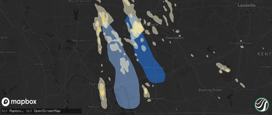 Hail map in Clay, KY on July 26, 2026