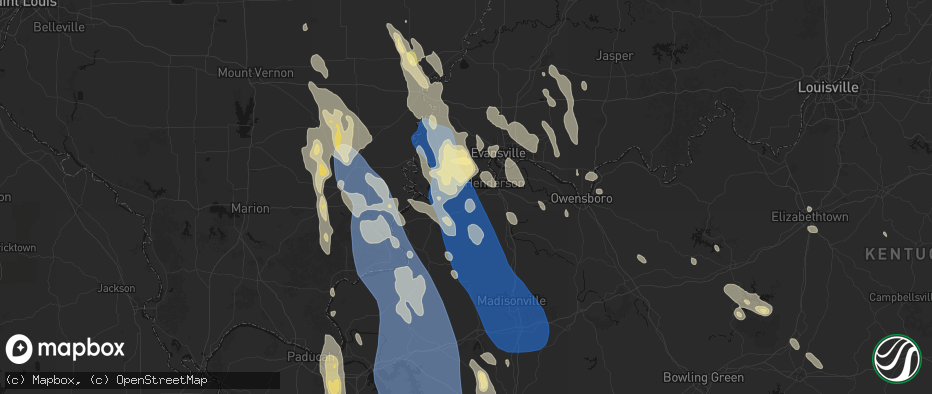Hail map in Corydon, KY on July 26, 2026