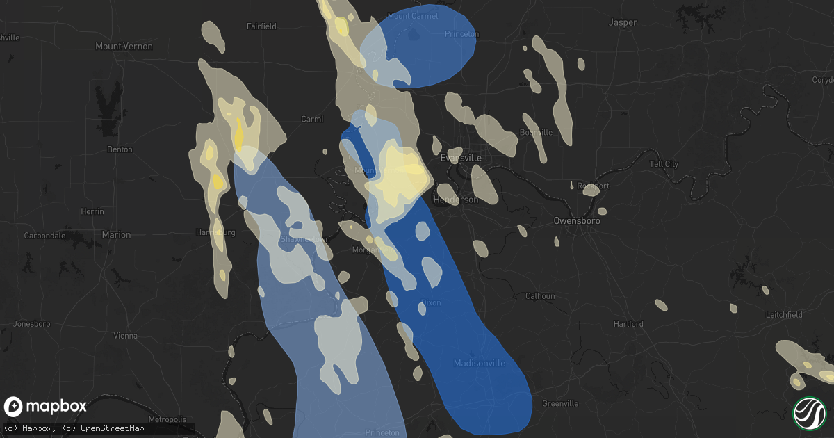 Hail map in Corydon, KY on July 26, 2026