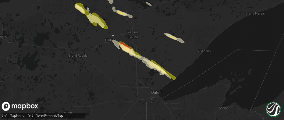 Hail map in Cotton, MN on July 26, 2026