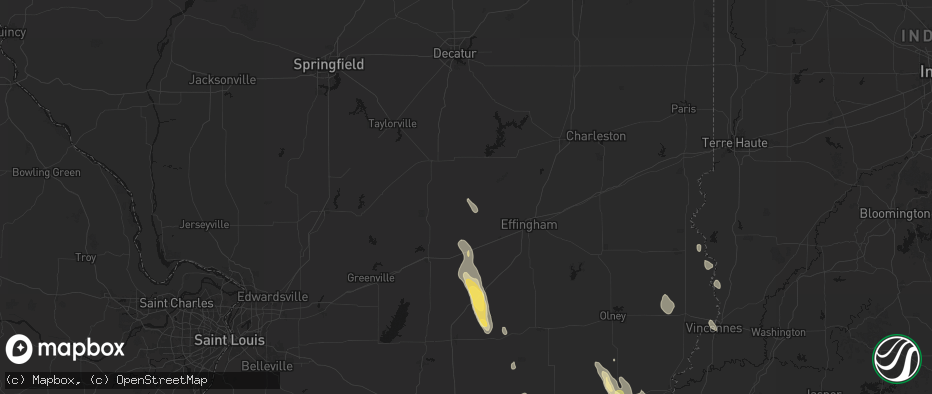 Hail map in Cowden, IL on July 26, 2026