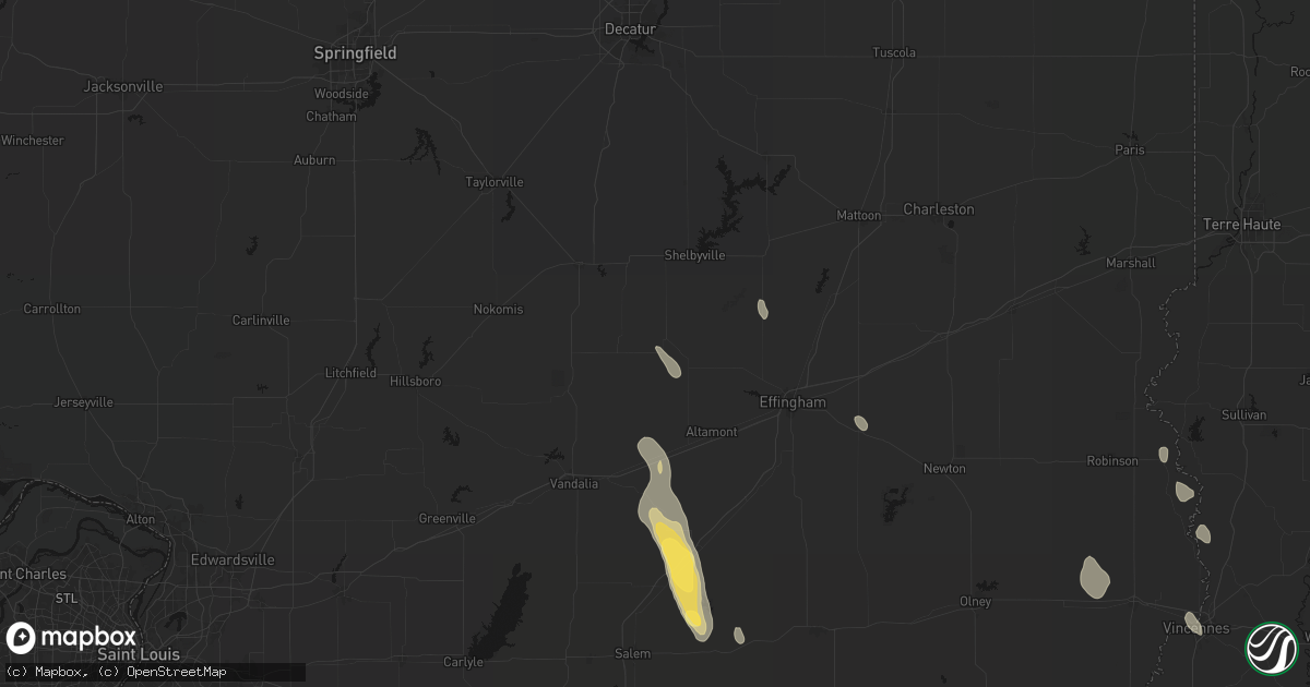 Hail map in Cowden, IL on July 26, 2026