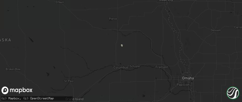 Hail map in Creston, NE on July 26, 2026