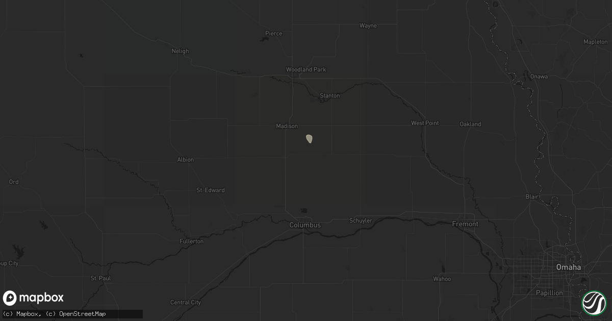 Hail map in Creston, NE on July 26, 2026