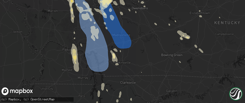 Hail map in Crofton, KY on July 26, 2026